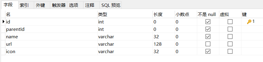 01-菜单表